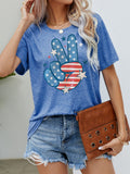 Damen T-Shirt mit Rundhalsausschnitt, kurzen Ärmeln und Print zum amerikanischen Unabhängigkeitstag