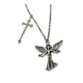Angel Wings Cross Pendant Necklace – Silver Alloy Clavicle Chain