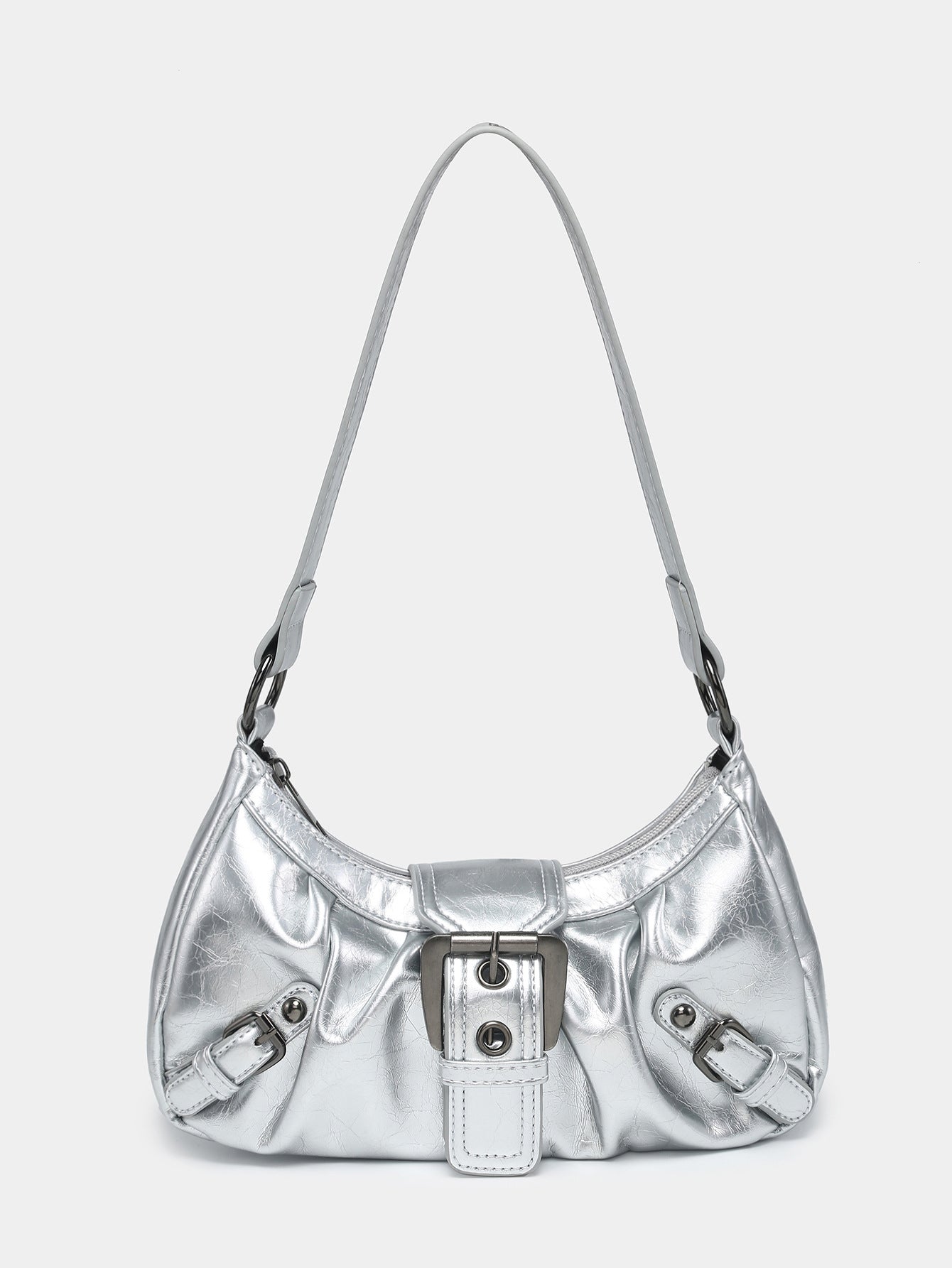 Women's Two-Tone PU Leather Shoulder Bag – Horizontal Square Handbag