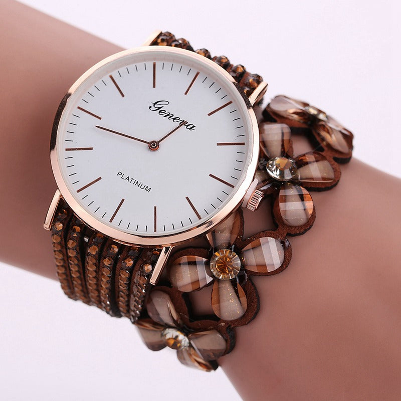 Women's Floral Quartz Bracelet Watch Elegant Dress Watch –  | AdriaPulse