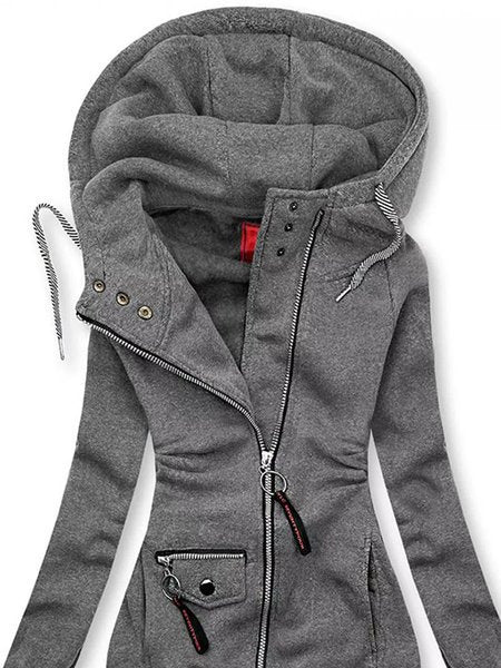 Genähte Kapuzenjacke mit Kordelzug und schmalem Schnitt