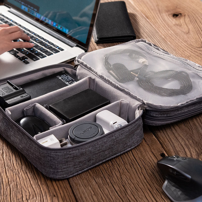 Electronics Organizer Travel Bag – Waterproof Double Layer Cable & Charger Case