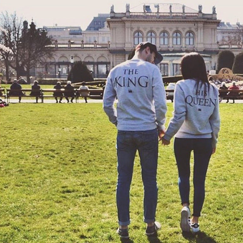 King & Queen Couples Matching Sweater Set – Alphabet Print Pullover for Women & Men – AdriaPulse"