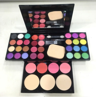 Komplettes Make-up-Set – 3-lagige Make-up-Box mit 24-Farben-Lidschatten, 8 Lippenstiften, Rouge, Puder & Pinseln