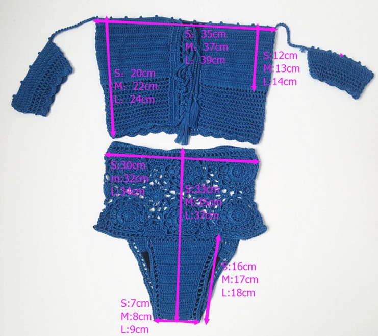 Gestricktes schulterfreies Bandeau-Bikini-Set | High-Waist-Bandage-Badeanzug für Damen – S bis L