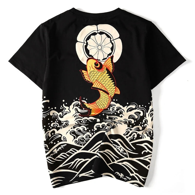 Wave Print T-Shirt | Oversized Cotton Graphic Tee – Unisex