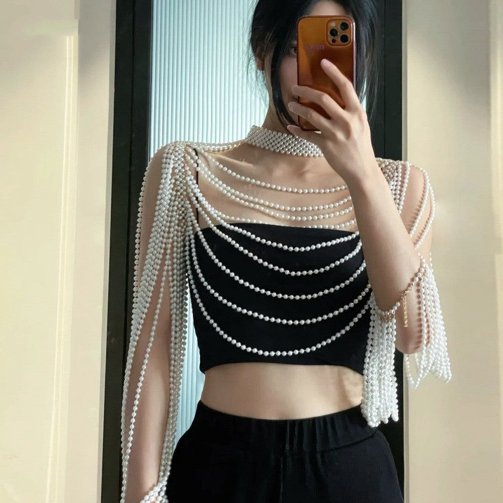 Luxury Beaded Pearl Bridal Shawl – Wedding Cape