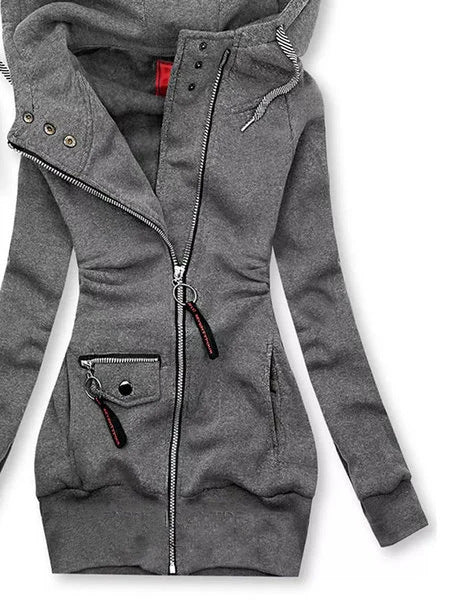 Genähte Kapuzenjacke mit Kordelzug und schmalem Schnitt