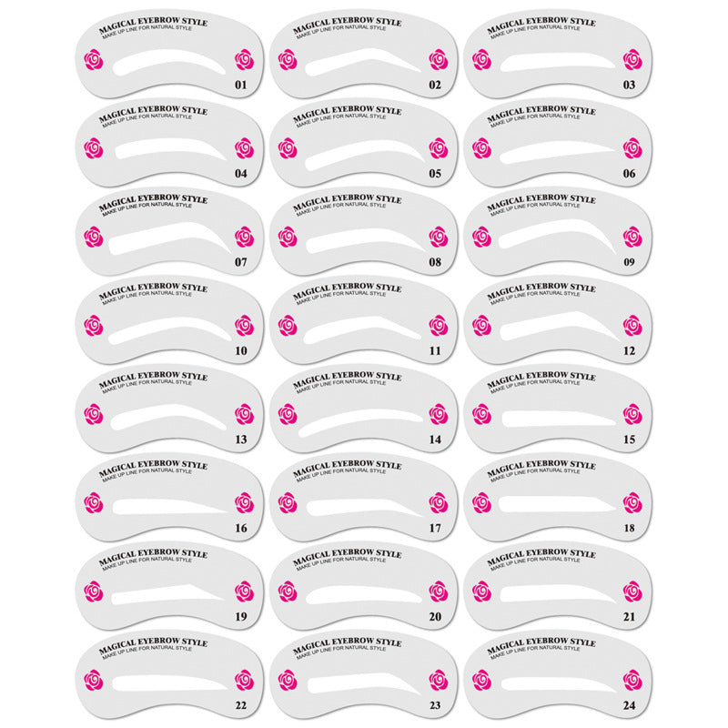 Eyebrow Stencil Card Set – 24 Reusable DIY Brow Shaping Templates
