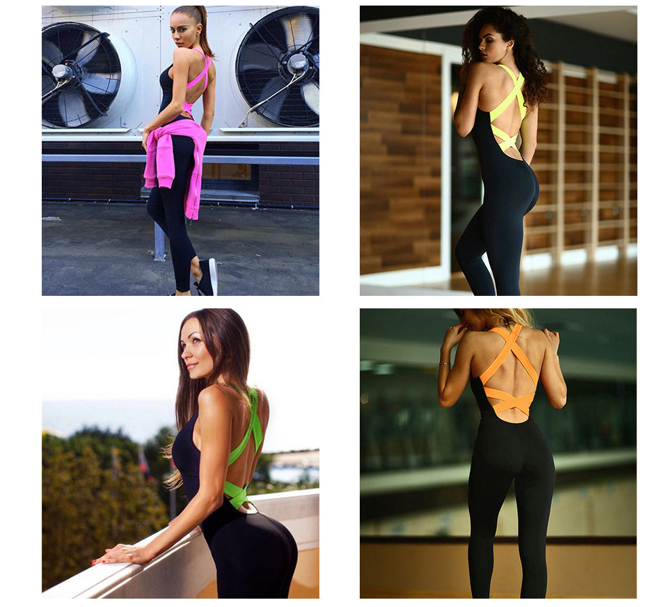 Combinaison de sport de yoga dos nu | Justaucorps de running pour femme – Vêtements de danse sportifs