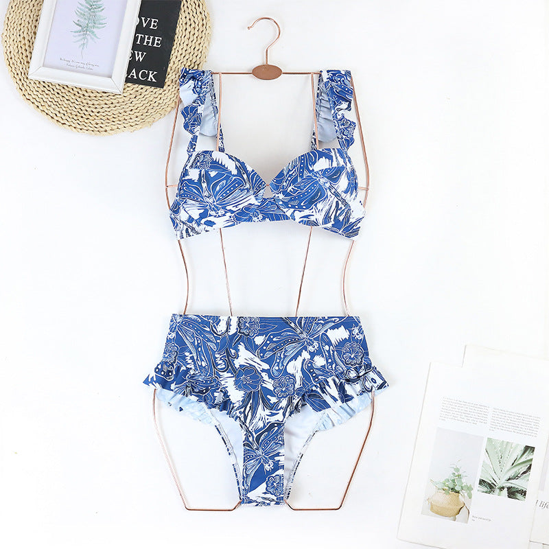 Push-up Bikini Heißer Frühling Urlaub Hohe Taille Bikini Split Badeanzug