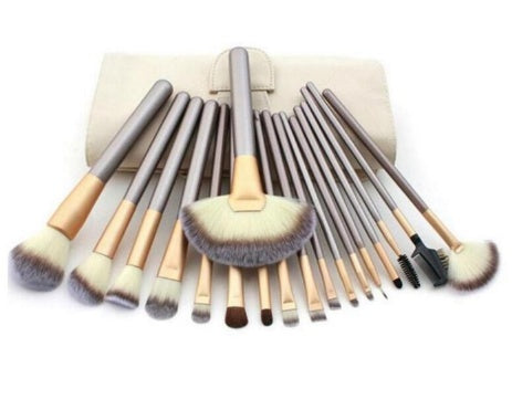 Persian Makeup Brush Set – Rice White & Champagne Handle Professional Brushes | 12 / 18 / 24 Piece