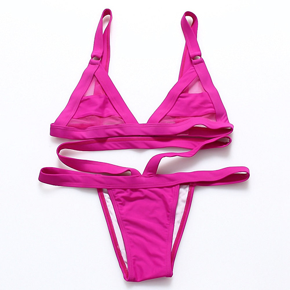 Mesh Strappy Bikini – Women's Nylon Spandex Swimwear S–XL