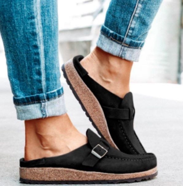 Women's Suede Flat Sandals Belt Buckle –  | AdriaPulse