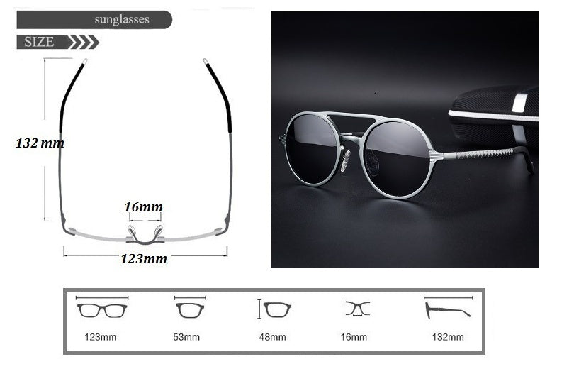 Polarized Round Sunglasses | Aluminum-Magnesium Vintage Frame – 5 Colors