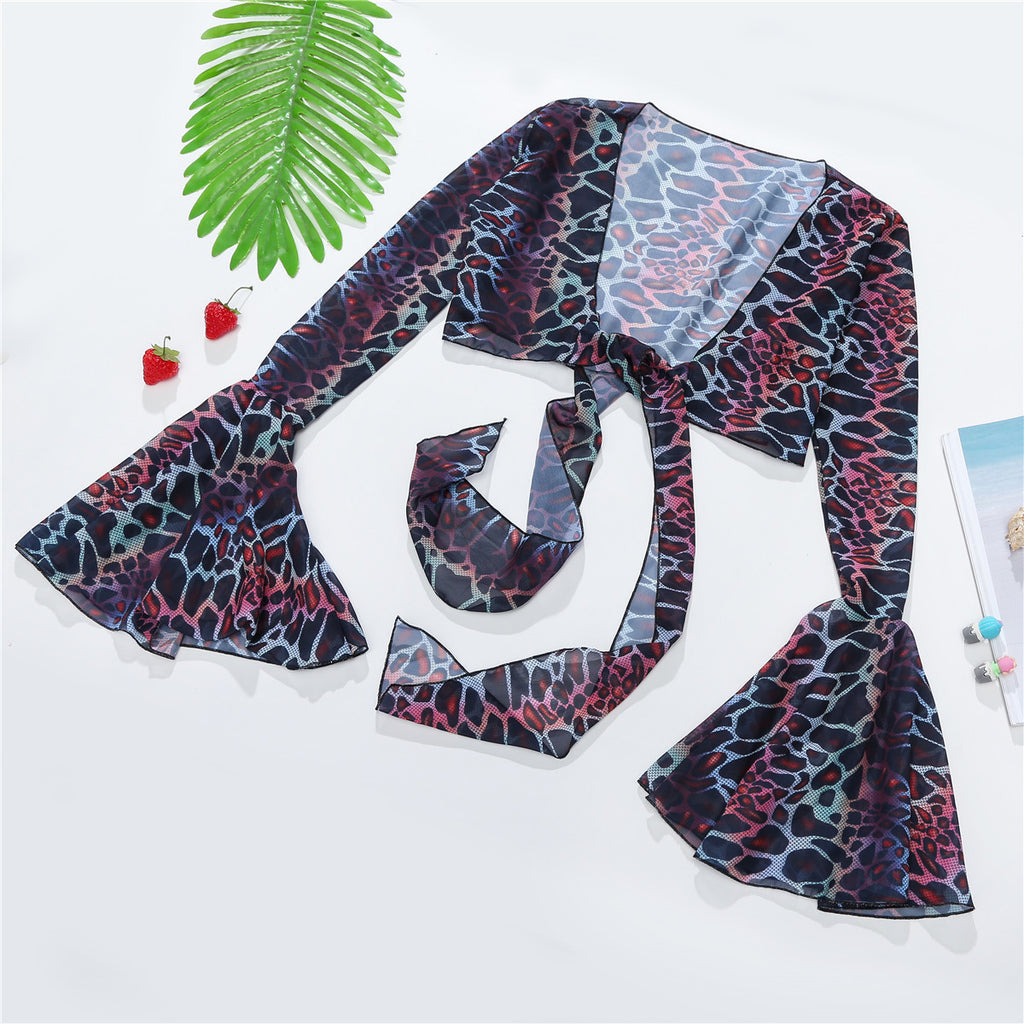 Ensemble bikini chemisier sexy à bretelles – Maillot de bain dos nu