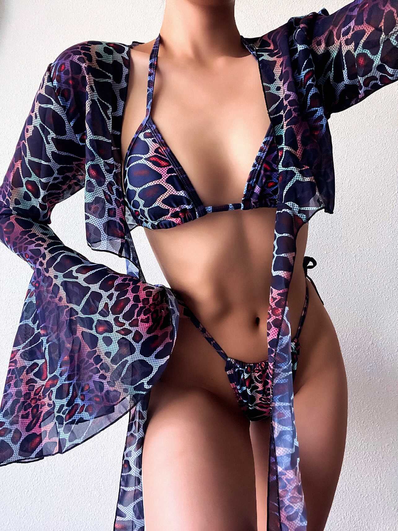 Ensemble bikini chemisier sexy à bretelles – Maillot de bain dos nu