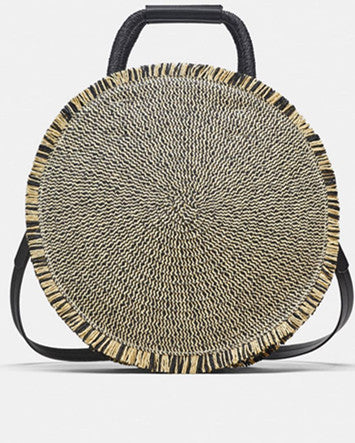 Round Fringed Beach Straw Bag