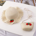 Women's Cherry Straw Hat & Mini Bag Set – Cute Beach Sun Hat in 4 Colors