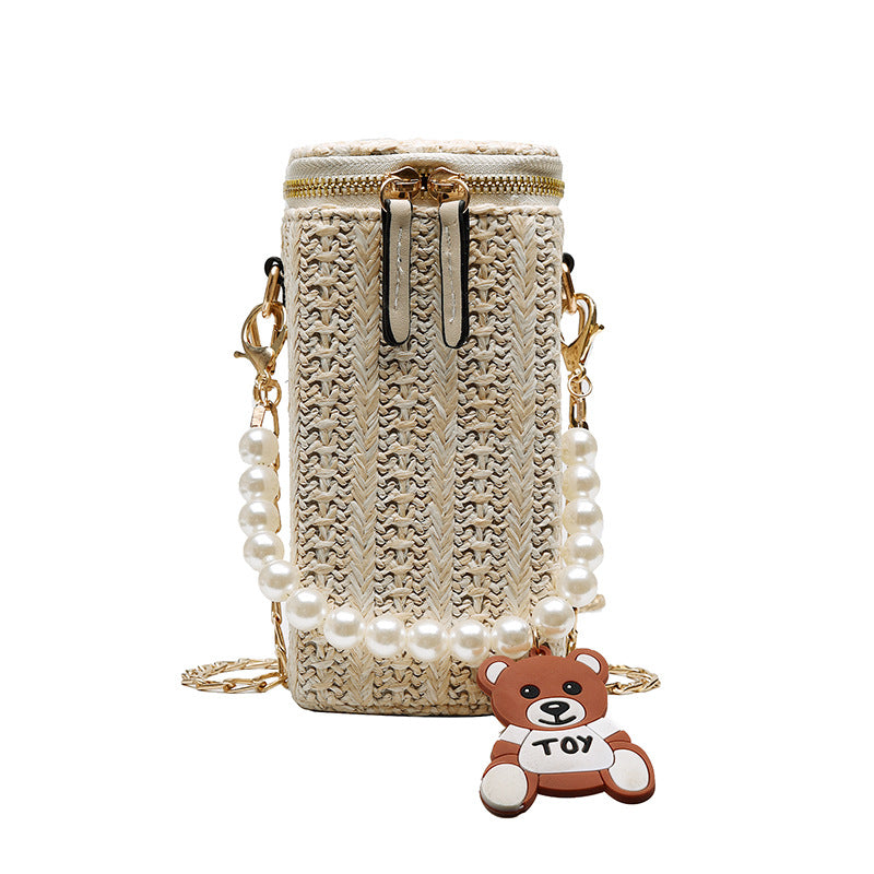 Casual Pearl Woven Beach Bag