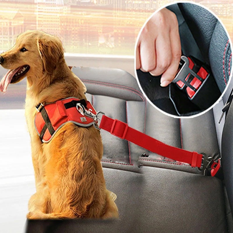 Pet Car Seat Belt – Adjustable Dog & Cat Harness with Safety Clip | 7 Colors