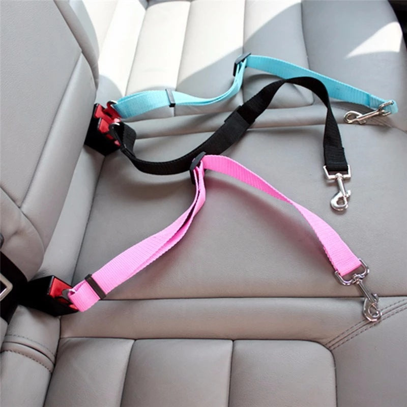 Pet Car Seat Belt – Adjustable Dog & Cat Harness with Safety Clip | 7 Colors