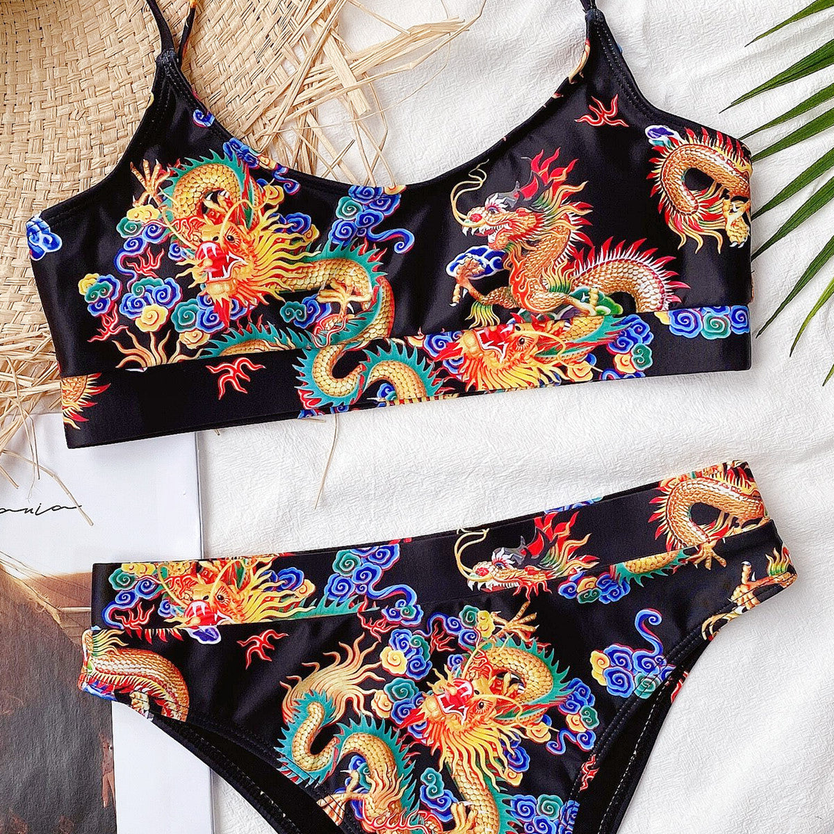 Bikini Damen Europäische und Amerikanische Bademode Geteilter Print Bikini Badeanzug