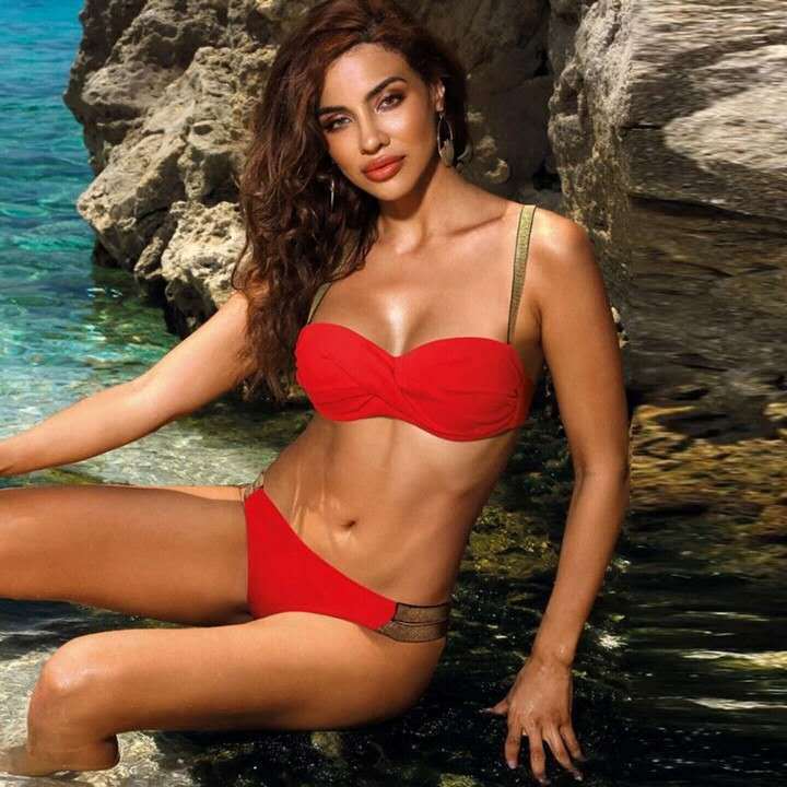 Einfarbiges Bandeau-Bikini-Set – Damenbademode | AdriaPulse