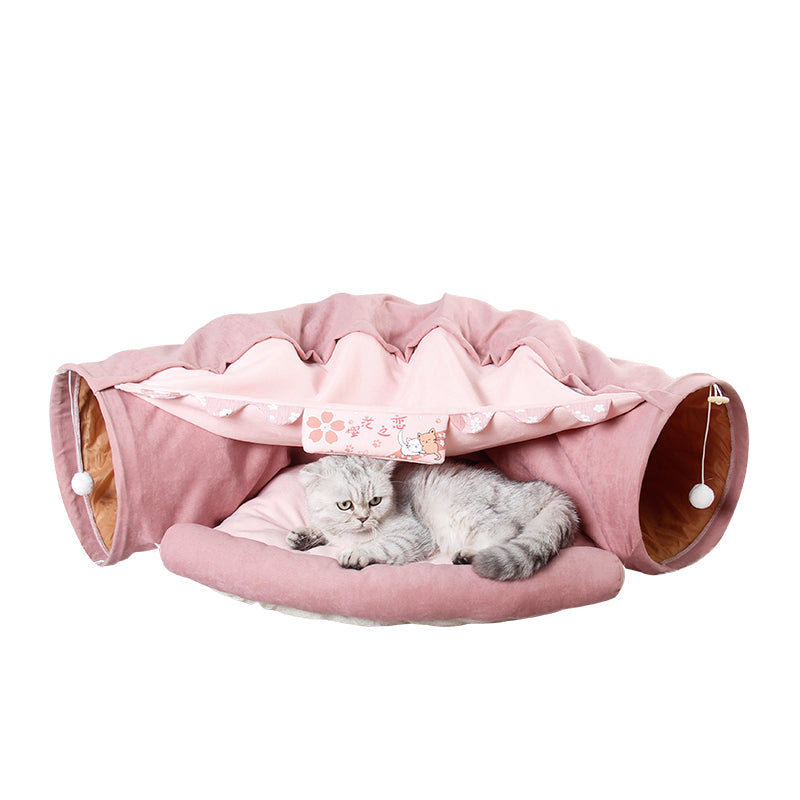 Collapsible Cat Tunnel Toy – Interactive Play Tube with Mat for Cats & Rabbits