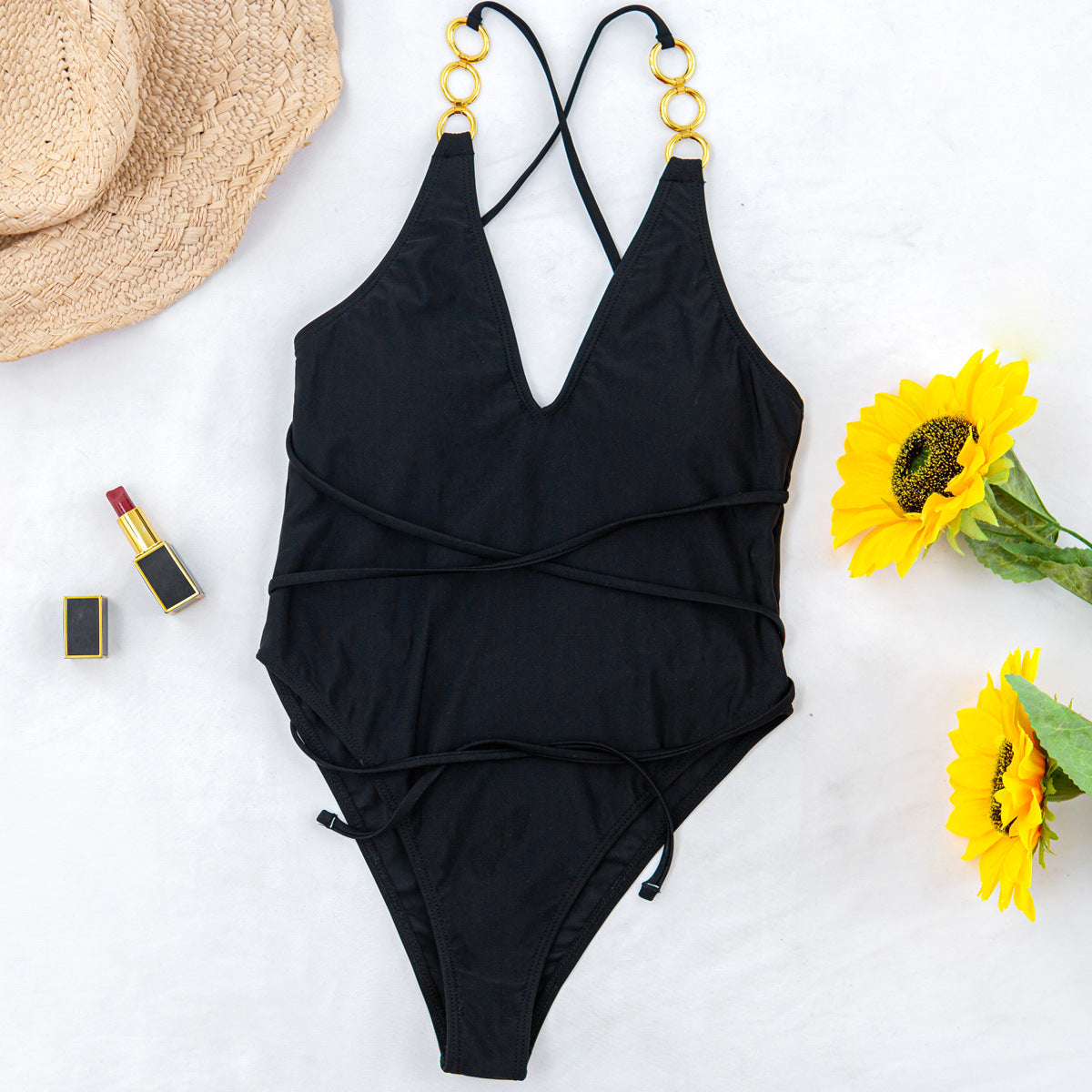 Solid Color One-Piece Swimsuit – Women's Nylon Swimwear