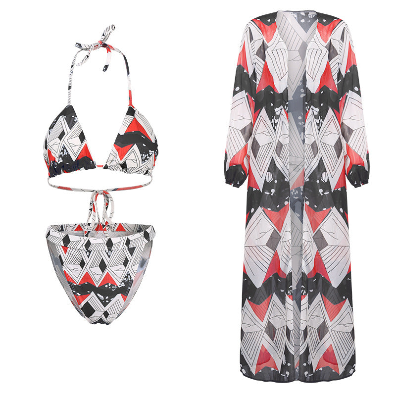 Blouse Split Bikini Swimsuit – Chiffon Cover-Up Style