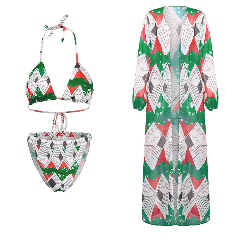 Bluse Geteilter Bikini-Badeanzug – Chiffon-Überwurf-Stil
