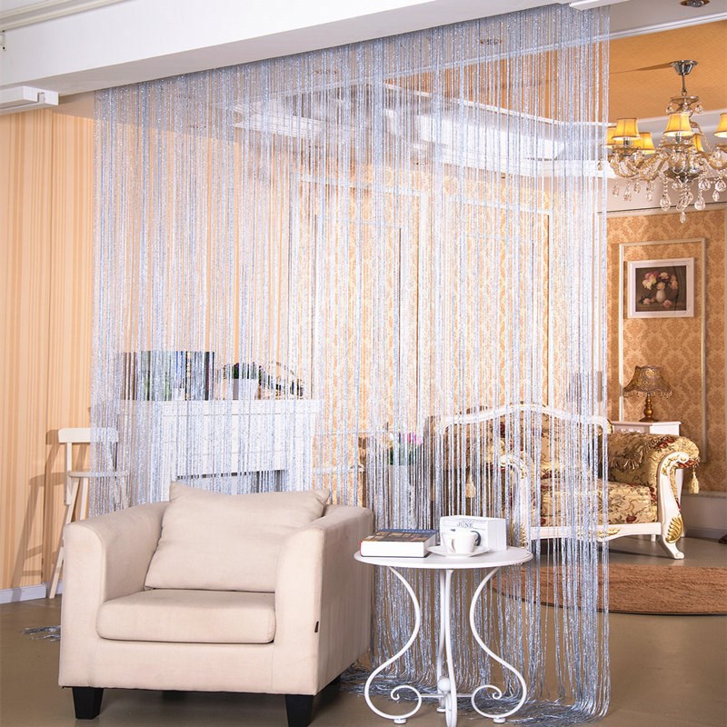 Silver Thread Sheer Curtain | Partition & Window Screen | 10 Colors