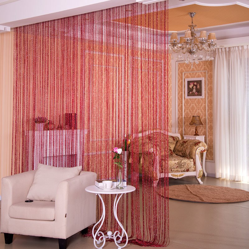 Silver Thread Sheer Curtain | Partition & Window Screen | 10 Colors