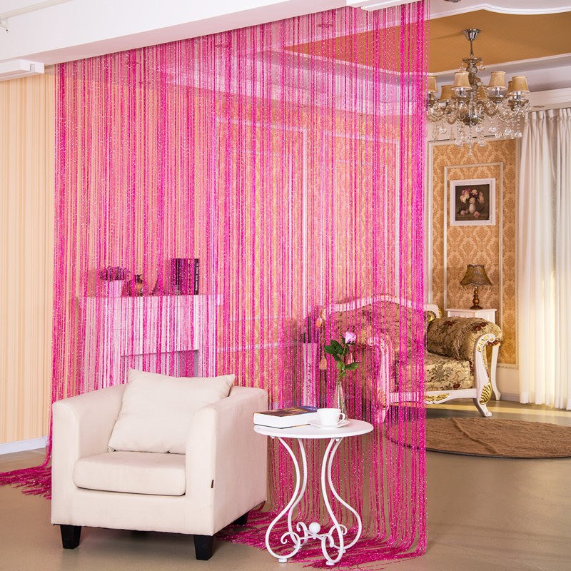 Silver Thread Sheer Curtain | Partition & Window Screen | 10 Colors