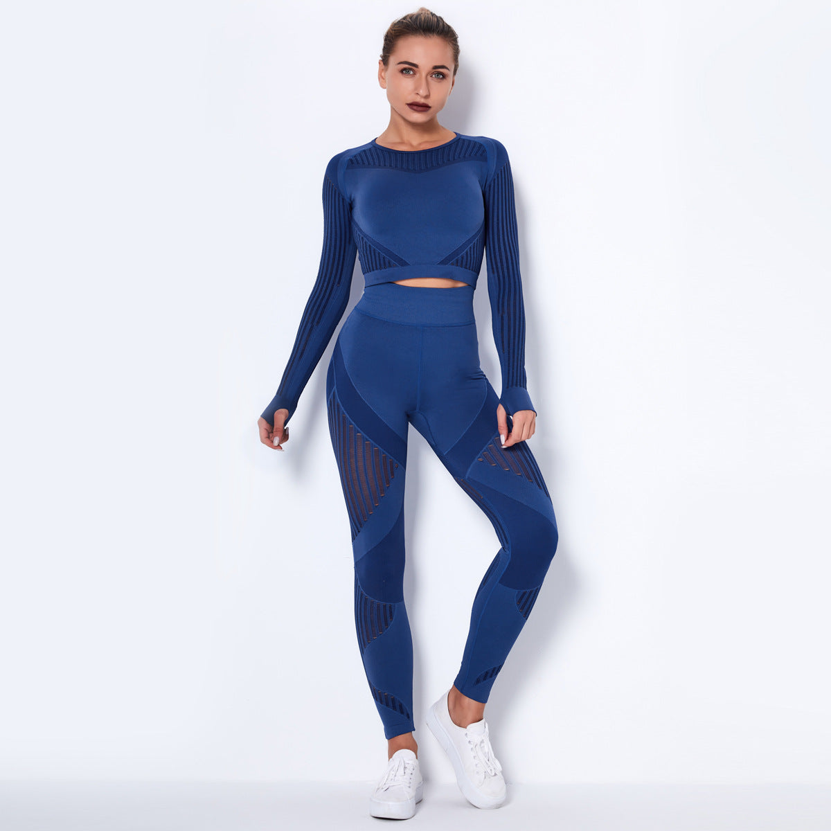 Women's Seamless Yoga Suit – Long Sleeve Knitted Activewear