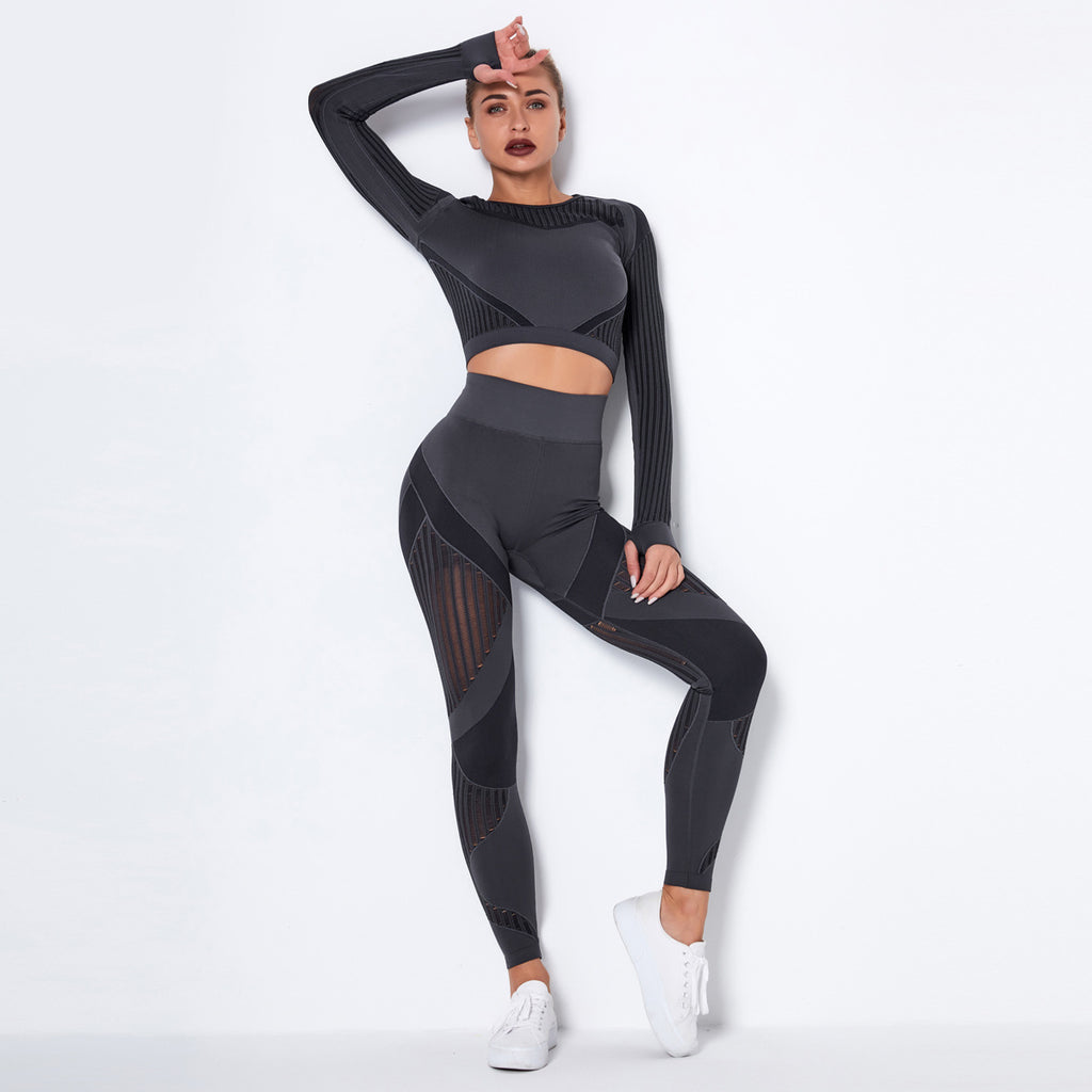 Women's Seamless Yoga Suit – Long Sleeve Knitted Activewear