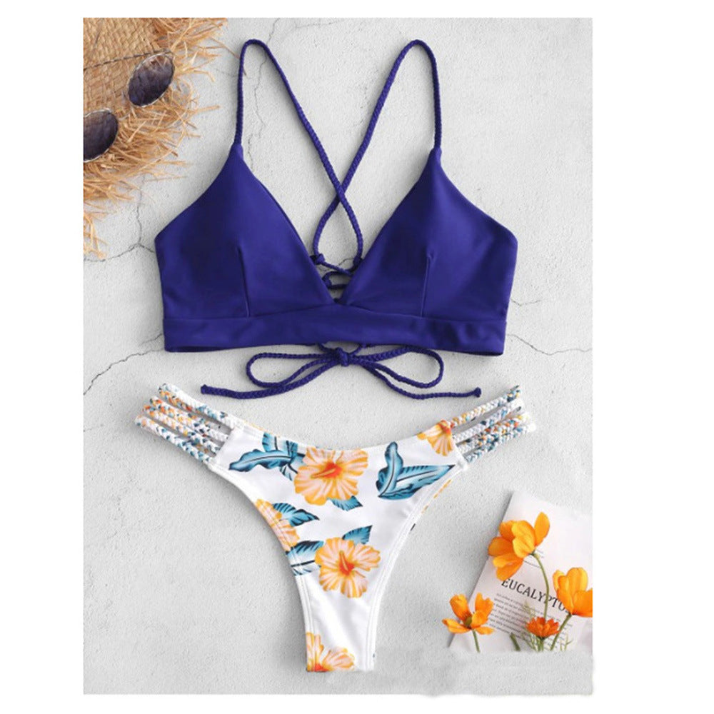 Sexy Braided Backless Bikini – Women's Polyester Swimwear S–L