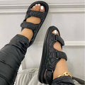 Damen Sandalen mit Klettverschluss für den Strand – Atmungsaktive flache Sommersandalen