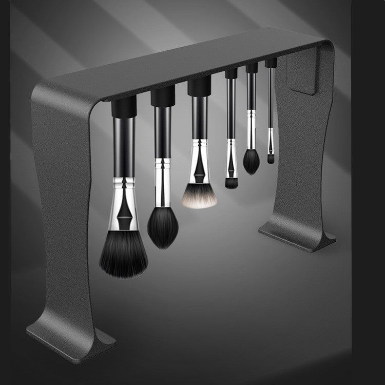 Magnetic Makeup Brush Drying & Hanging Rack – Desktop Organizer with 12 Silicone Caps | Black