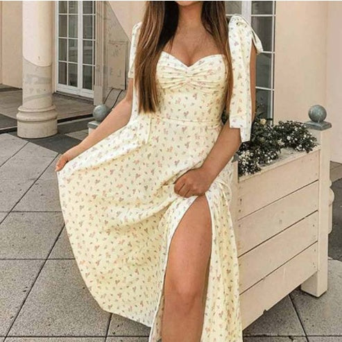 Floral Print Puff Sleeve Maxi Dress – Women's Party Dress