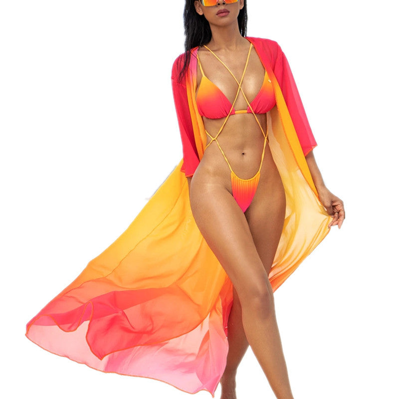 Tie Rope Gradient Color Bikini – Women's Split Swimwear