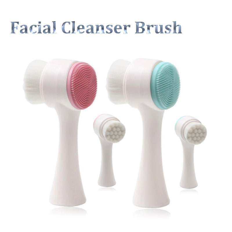 Outil de soin de la peau en silicone double face Nettoyant facial Brosse de nettoyage du visage Vibration Massage facial Produit de lavage