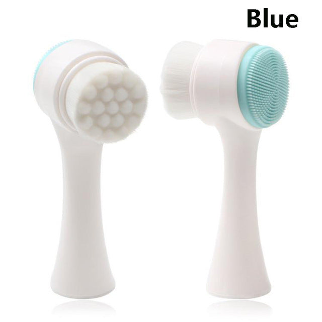 Outil de soin de la peau en silicone double face Nettoyant facial Brosse de nettoyage du visage Vibration Massage facial Produit de lavage
