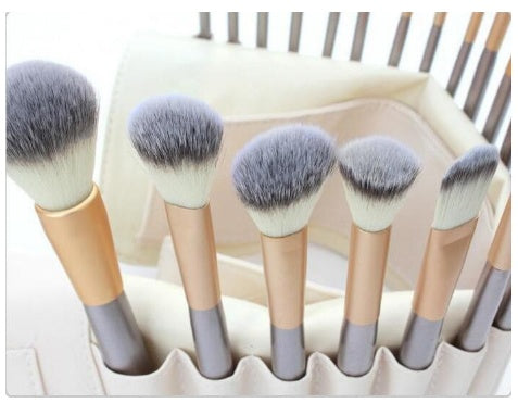 Persian Makeup Brush Set – Rice White & Champagne Handle Professional Brushes | 12 / 18 / 24 Piece