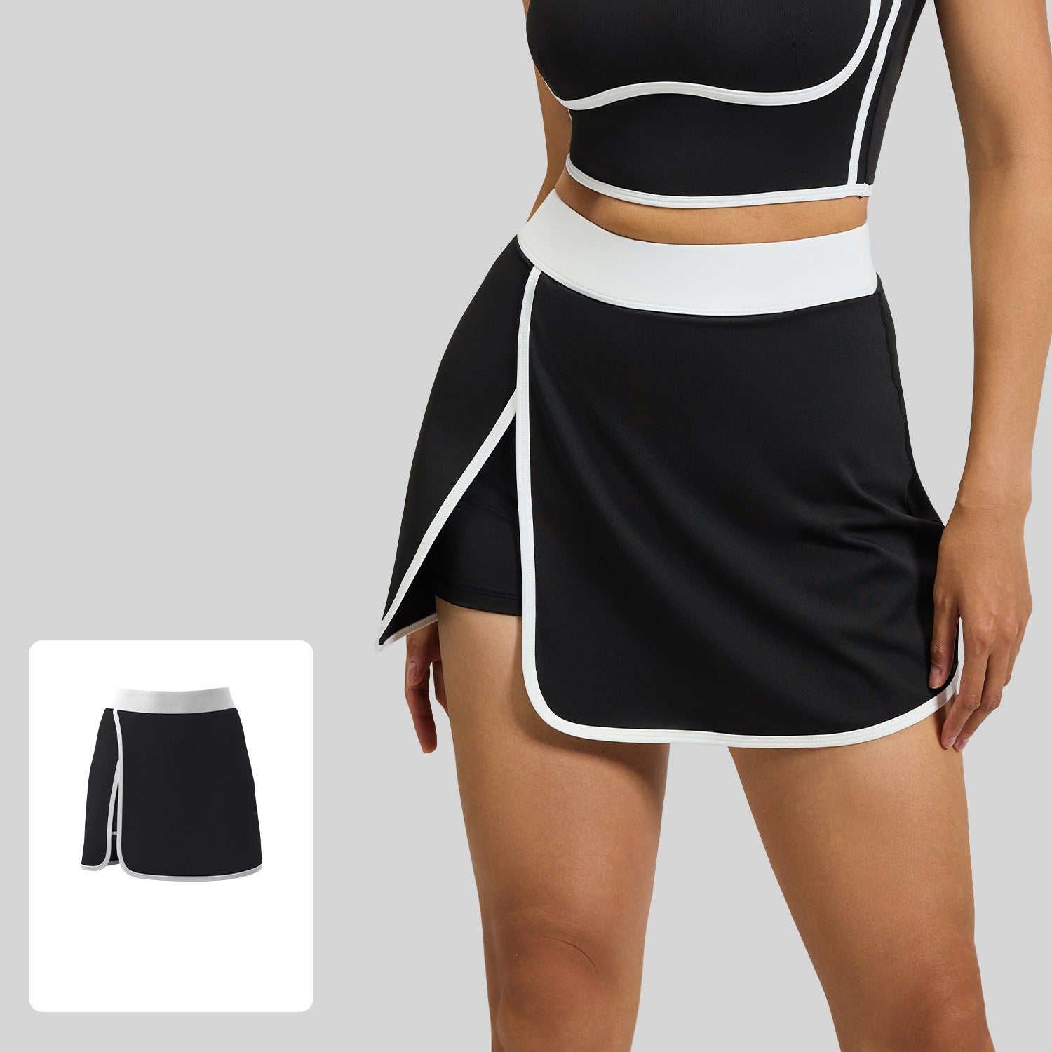 Women's Yoga Set – Contrast Color Sports Vest & Shorts