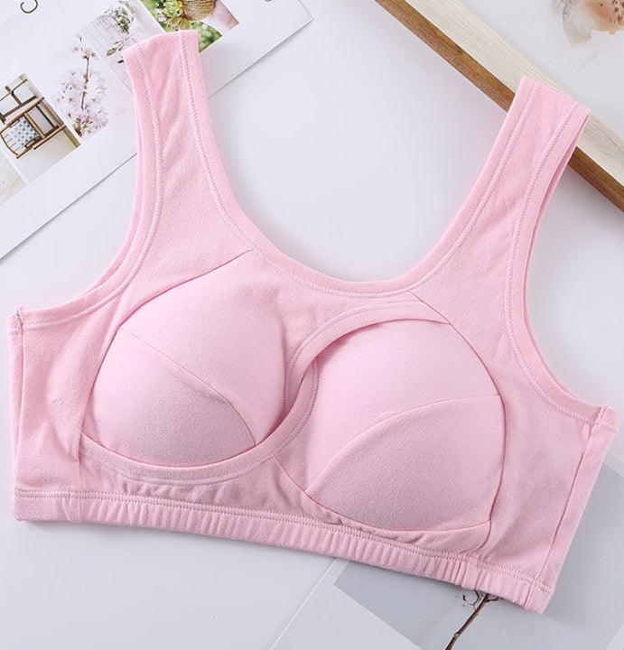 Plus Size Wire-Free Cotton Bra With Removable Padding