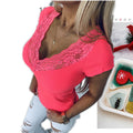 Women's Cutout T-Shirt Short Sleeve Red  – AdriaPulse"