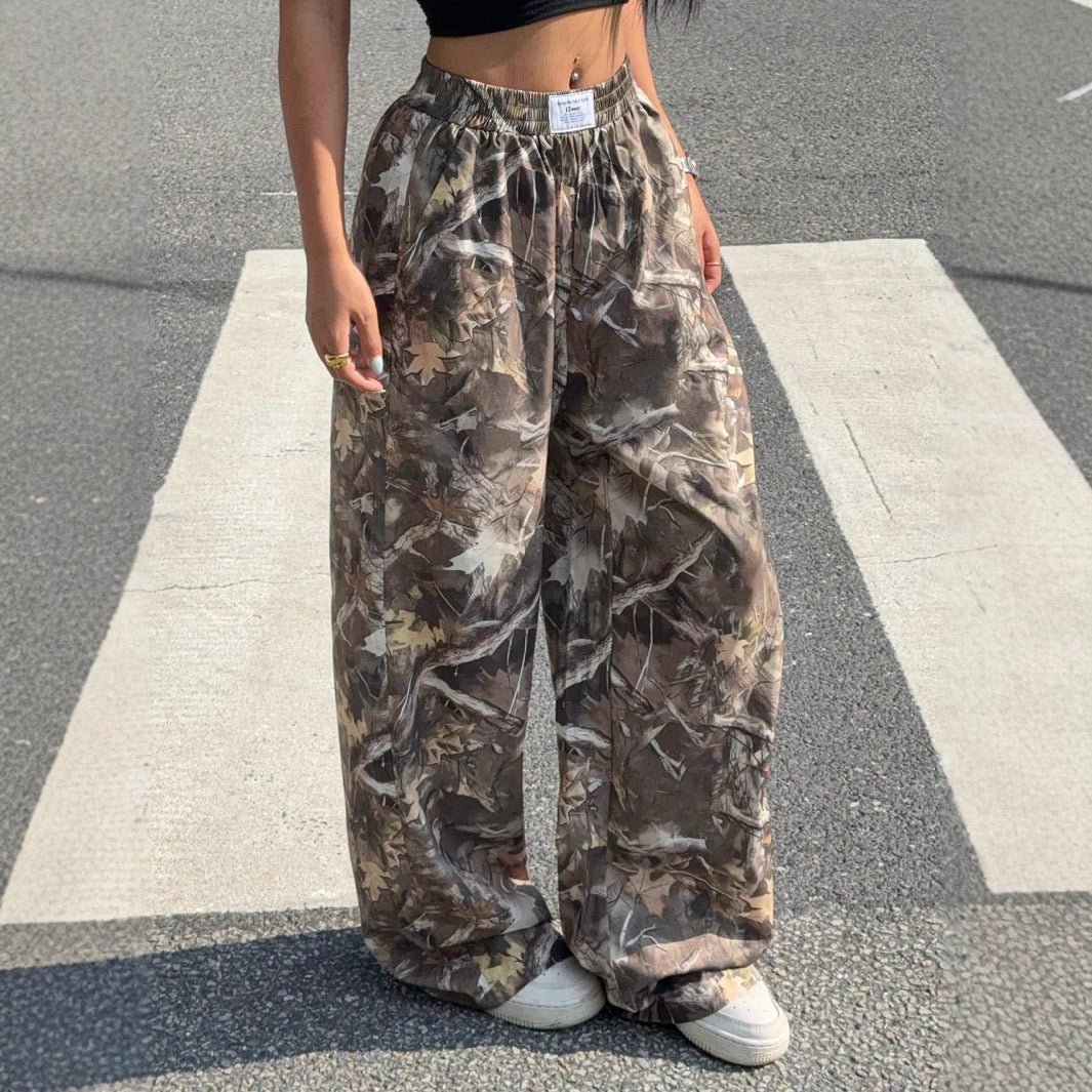 Schlankmachende Freizeithose Hip Hop Retro Street Multi-Pocket Camouflage Cargo-Hose für Damen Y2k Hip-Hop Cargo Grunge Baggy Hose