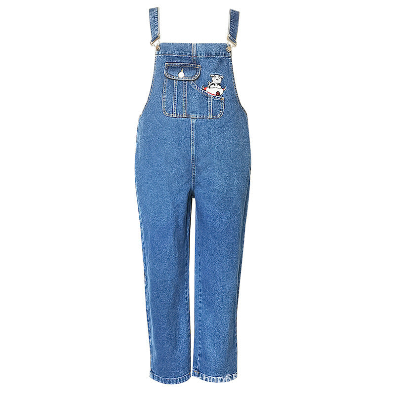 Maternity Denim Overalls – Loose Belly-Support Suspender Pants for Pregnancy
